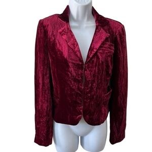 Cache vintage velvet blazer size 4 berry hidden eye hook closure Victorian sweet